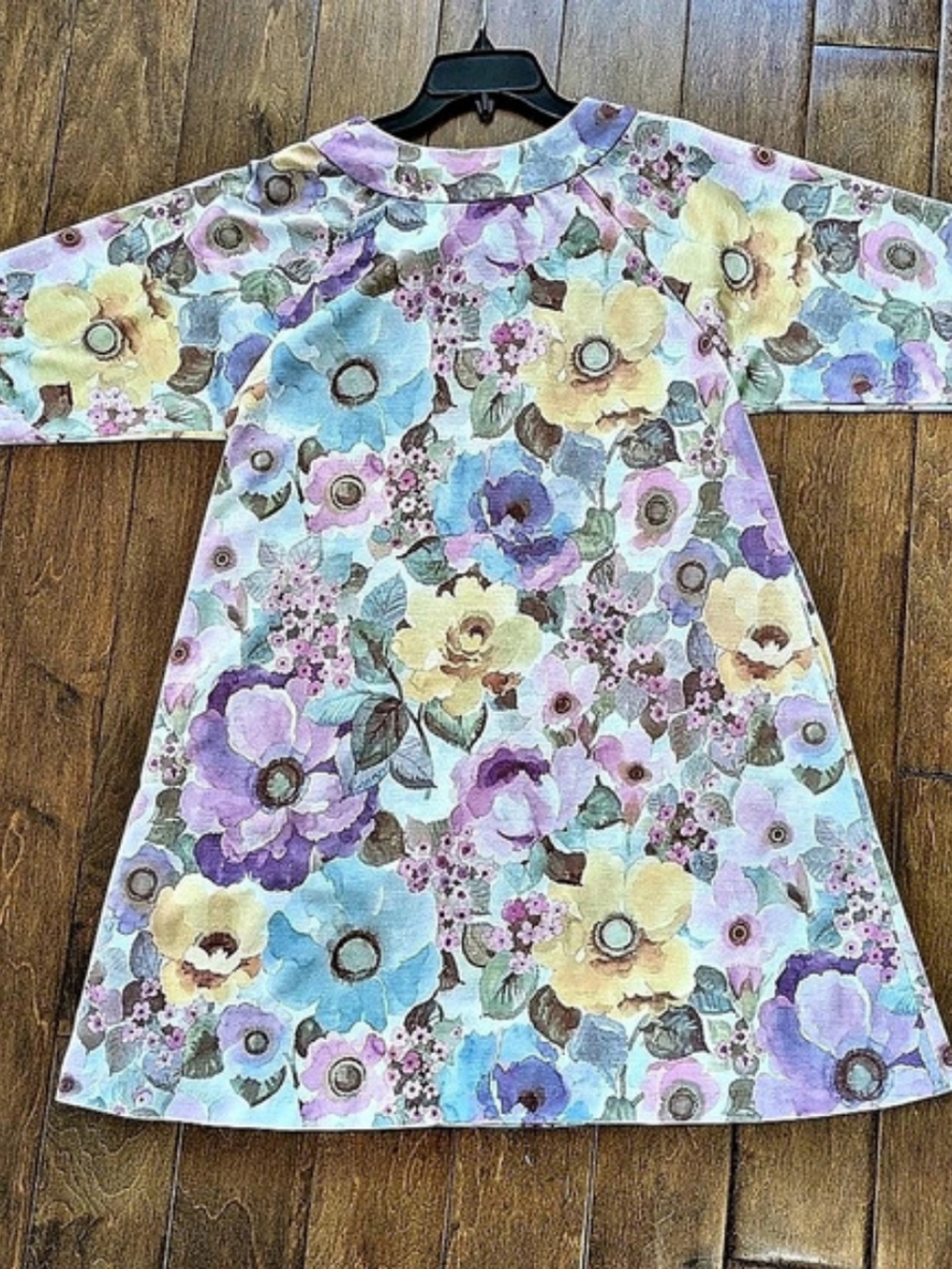 Vintage Floral Mini Dress in Purple & Blue